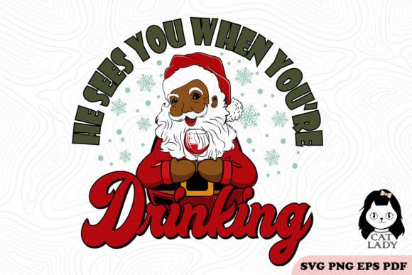 Download Funny Wine Christmas Black Santa SVG PNG - Premium Resources